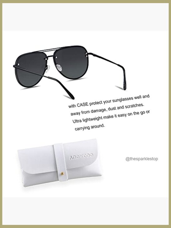 Oversized Aviator Sunglasses Rimless Metal Frame Spring Hinges UV400 main image 4